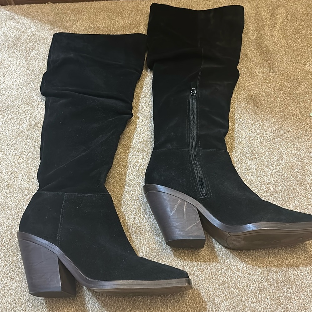 Black Suede Vince Camuto Cowboy Boots